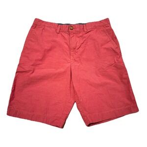 Tommy Hilfiger Men's 34 Chino Shorts Lightweight Flat Front Red Pinstripe Golf